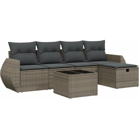 Maison Exclusive - 6-tlg. Garten-Sofagarnitur mit Kissen Grau Pol