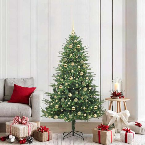 vidaXL Árbol de Navidad Artificial Pre-iluminado con Juego de Bolas (1/5)