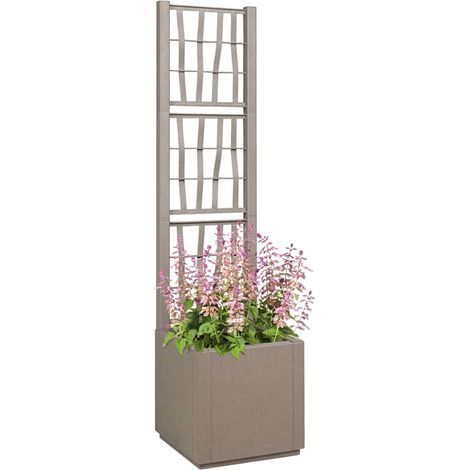 Bac à fleurs avec Treillis Marron Clair 36 x 36 x 140 cm PP