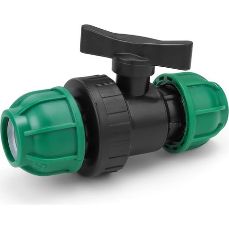 Filiyano-Vanne à bille en polyéthylène - 25 mm - Raccord à collier - Vanne à bille à connexion rapide pour tuyau d'irrigation (1/5)