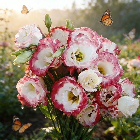 1000 Graines de Lisianthus Blanc Bord Rouge – Superbe Variété Bicolore d’Eustoma, Fleurs Doubles Élégantes pour Jardin et Balcon (1/5)