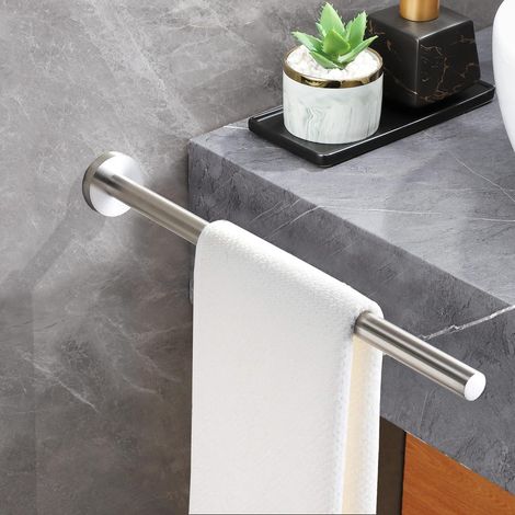 Porte-Serviettes Support Mural pour en Acier Inoxydable pour Salle de Bain (Argenté) (1/5)