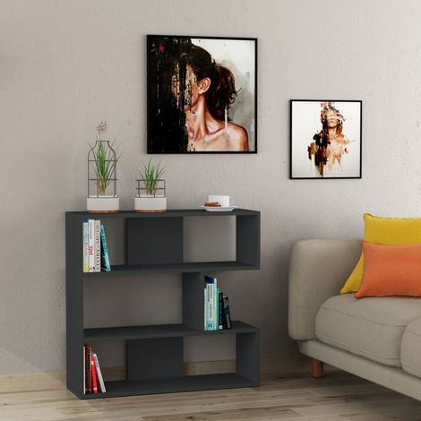 Decortie Molly Modern Bookcase Display Unit No.1 Short 89cm - Anthracite Grey (1/4)