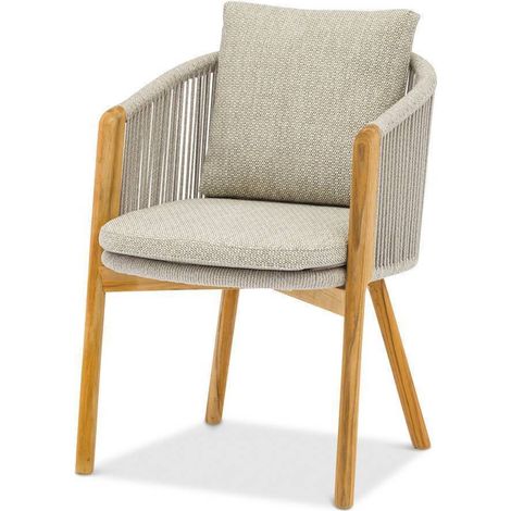 Sedia da giardino Haven 57x63x76 Zumm color moka, alluminio e teak, Homms (1/5)