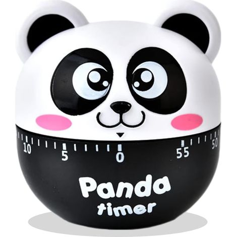 Minuterie mécanique de cuisine 60 min, forme panda noir, rappel de cuisson. (1/5)