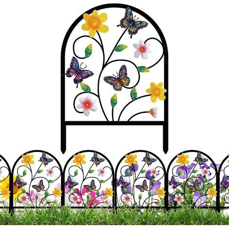 Lot de 4 clôtures de jardin décoratives en forme de papillon en métal pour cour, patio, parterre de fleurs, pelouse, décoration de paysage extérieur, clôture pour animaux (1/5)