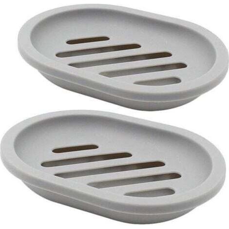 Set of 2 Soap Dishes, Soap Holder, Soap Saver, Travel Soap Holder, Easy to Clean, Dry (Grey)