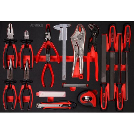 KS Tools Zangen- / und Feilen-Satz in Schaumstoffeinlage, 28-tlg. (1/3)