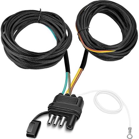Kit de faisceau de câblage pour remorque de 7,9 m (26 pi), faisceau de câblage pour remorque à 4 broches et 5 fils, faisceau de câblage pour remorque de bateau, connecteur plat pour remorque (1/5)