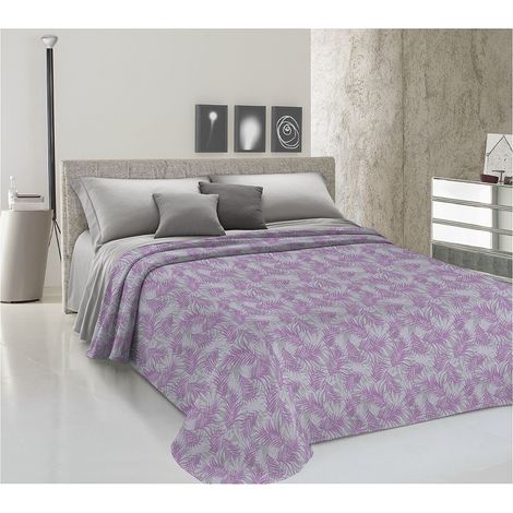 Copriletto estivo made in Italy 100% cotone piquet 3 misure linea palme Rosa - Singolo