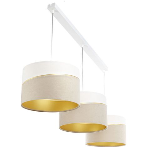 [GEBRAUCHT] Euluna Hängeleuchte Pendelleuchte Lampe Dreiflammig Weiß Beige Gold Leuchte B-Ware