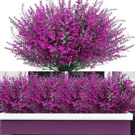12 bouquets de lavande artificielle violette anti-UV pour jardinière extérieure de balcon ou de fenêtre (1/5)