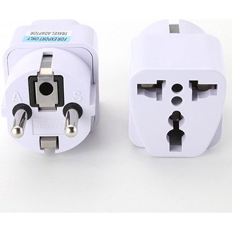 Adaptateur voyage électrique UE – Lot de 2 – Universel AU/US/UK vers Europe – 250V, blanc (1/5)