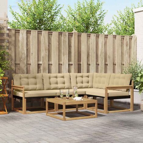 vidaXL Ensemble de canapés d'extérieur 5 pcs Blanc et Beige