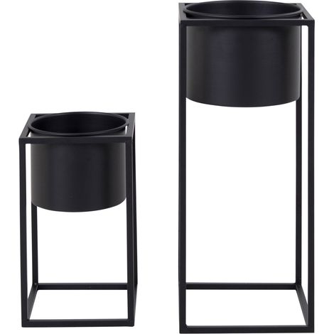 Set 2 vasi da fiori Marla in acciaio nero