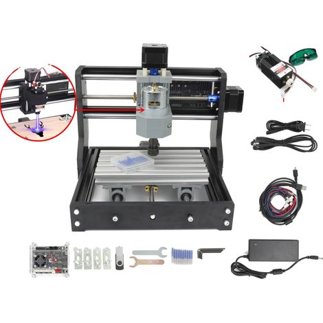 Machine CNC Mini DIY, 3 Axes, Design Compact, Avec laser de 1W (1/2)