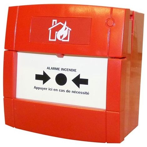 Cordia Incendie – Déclencheur manuel rouge – Réarmement par clé – Pour équipement d'alarme type 2, 3, 4 et DAD – Norme NF S 61–936 – Boîtier ABS