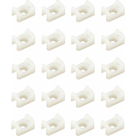 20x Support collier de serrage à visser en plastique blanc guide Câble Gaine Tube Electricité Attache Serre câble Vis, pour collier de serrage 9mm