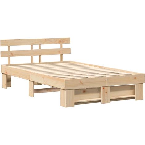 Lit double,Lit adulte,Cadre de lit Marron 120 x 190 cm Bois massif en pin CFW8188676 (1/5)