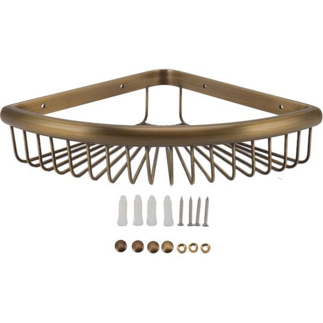 Eosnow Étagère de rangement triangulaire vintage en laiton pour douche d angle Organisateur mural pour salle de bain gain de place (1/5)