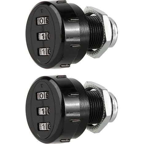 Set aus 2 mechanischen 3-stelligen Zahlenschlössern aus Zinklegierung für Schränke, Kleiderschränke oder Briefkästen, schwarz, 20 mm / 0,79 Zoll (1/5)
