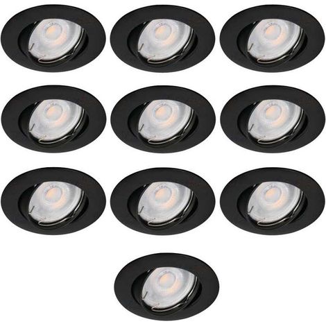 Lampesecoenergie – Lot de 10 spots encastrables Kanlux VIDI – Aluminium orientable noir mat – Installation à encastrer – Pour ampoules GU10/MR16 (1/3)