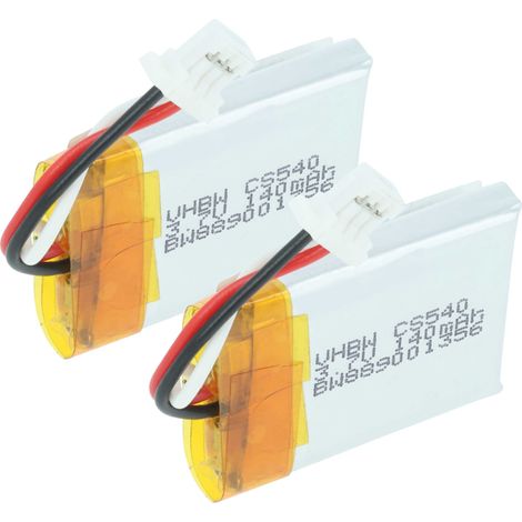 vhbw 2x Batterie compatible avec Plantronics C565 (à partir de 05/2021) casque audio, écouteurs sans fil (140mAh, 3,7V, Li-polymère)