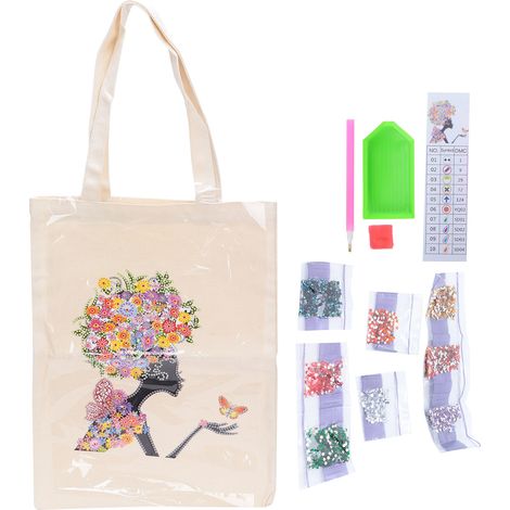 Sac shopping motif diamant avec strass, kit de peinture personnalisée figure BB022 (1/5)