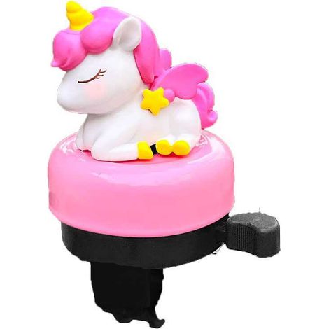 Sonnette de vélo licorne pour enfants, design dessin animé, sûre et fiable, adaptée aux vélos, trottinettes et guidons de vélo.