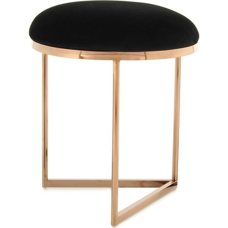 Sgabello Wynona in Velluto Nero e Oro Rosa (1/3)