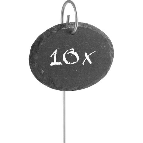 Lot de 10 assiettes en ardoise pour légumes, étiquettes individuelles pour plantes et herbes aromatiques, 9 x 7 x 0,5 cm (forme ovale) (1/5)
