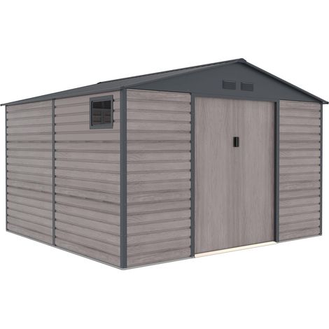Caseta Metálica Gardiun Surrey 10,85 m2 Exterior 340x319x226 cm de Acero con Ventana Lateral y Efecto Madera Veteada