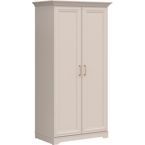 Armoire placard de rangement 2 portes avec penderie coloris Cachemire / Chêne Mauvella - Longueur 99,5 x Profondeur 67,5 x Hauteur 197 cm (1/4)