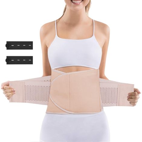 Fascia di supporto post-parto, cintura modellante addominale per il recupero con espansori per la vita dei pantaloni, guaina post-parto regolabile e traspirante per appiattire la pancia dopo la gravid (1/5)