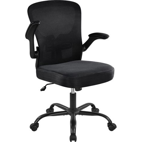 Yaheetech Sedia da Ufficio Ergonomica con Braccioli e Schienale Regolabile in Rete e Acciaio Portata 136 kg Nera