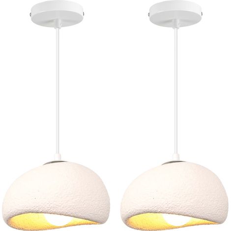Lustre rétro 20 cm blanc – Abat-jour en matériaux de haute qualité – Douille E27 – Longueur de câble réglable 100 cm – Éclairage intérieur moderne – (1/5)