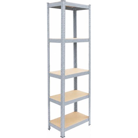 Relaxdays Heavy-Duty Shelving, HWD: 180 x 50 x 30 cm, 875 kg, 5 Tiers, Cellar Storage, Slot-Together, Grey/Brown