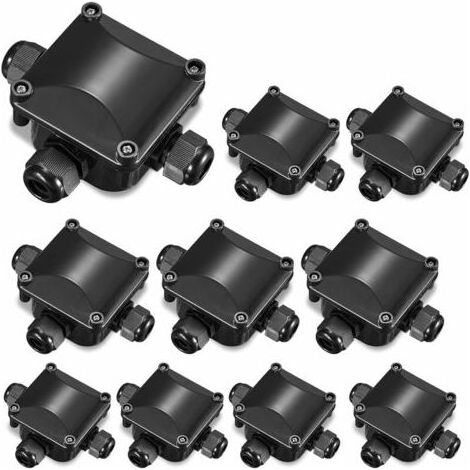Junction box, 10 pieces, IP66 waterproof, 3-way plug, waterproof for outdoor use, for cable diameters 5–10 mm (1/5)