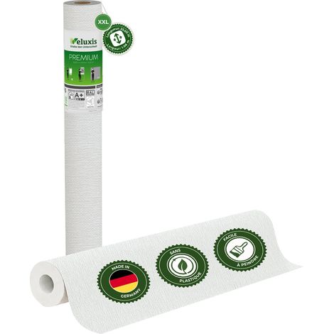 Veluxis® Papier peint intissé haut de gamme 25,00 m x 1,06 m (motif textile quadrillé, monobloc) – intissé de rénovation de haute qualité pour murs lisses – Fabriqué en Allemagne
