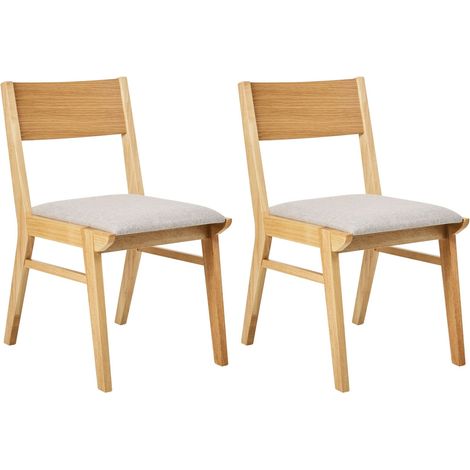 Set di 2 sedie da pranzo in tessuto grigio senza braccioli Struttura in legno chiaro Enola
