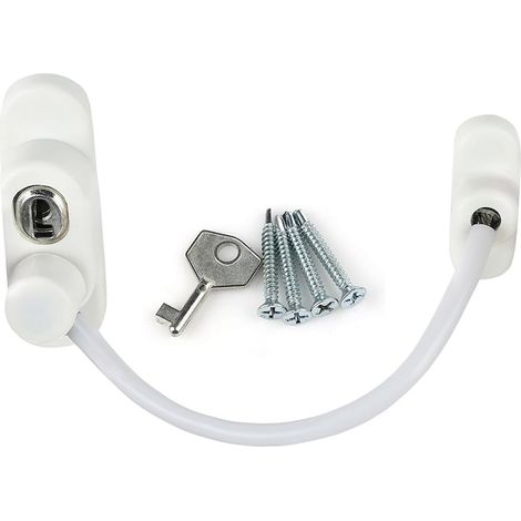 1 entrebâilleur de fenêtre pour enfants et bébés avec clé pour UPVC 20 cm de longueur de câble pour sécurité enfant limiteur d'ouverture de porte fenêtre pour la maison, l'école, le public (1/5)