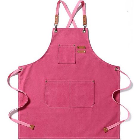 Delantales de lona para hombre y mujer,Delantal unisex con 3 bolsillos,Delantal de trabajo de algodón ajustable,parrilla y cafetería,Rosa (1/5)