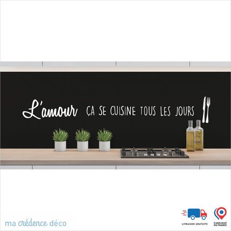 Crédence : L'AMOUR ÇA SE CUISINE 2 - Couleur noir - Alu composite - 60 - 120 (1/3)