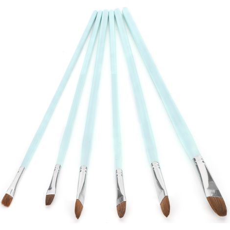 Ensemble de pinceaux en poils de loup de haute qualité (6 pinceaux, taille simple/double, manche bleu, manche long) YJP008 Pinceaux aquarelle (6 pinceaux, taille double) (1/5)