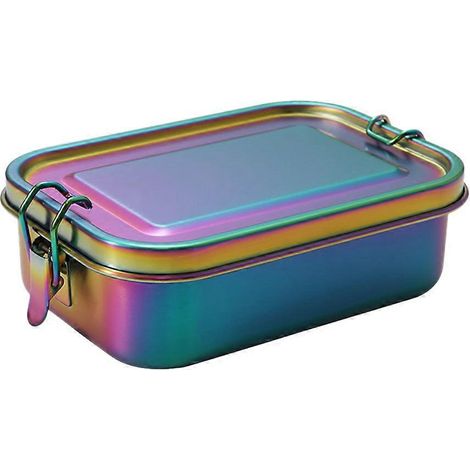 Auslaufsichere Bento-Box aus Edelstahl mit herausnehmbarer Trennwand für Kinder und Erwachsene (Regenbogen)