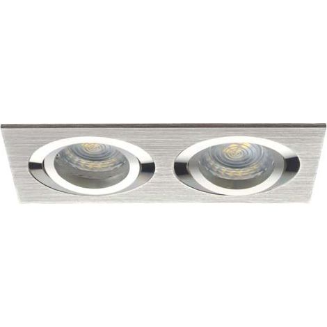 Kanlux – Support 2 spots led encastrable orientable en aluminium brossé – Culot MR16 – Longueur 170mm – Largeur 90mm – IP20 pour intérieur (1/6)