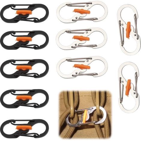 10er-Pack S-Karabinerhaken Kleine S-förmige Karabinerhaken Edelstahl Mini-Karabinerhaken mit Doppelsicherung Diebstahl und Sturzschutz Für und (1/5)