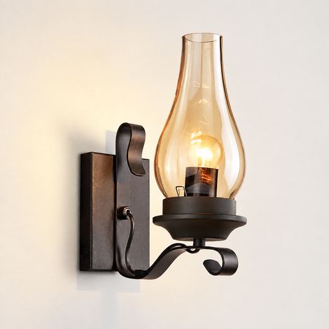 Applique Murale Rétro Fer Forgé Noir Lampe à Pétrole sans ampoule 31 × 21 × 25 cm 1,1 kg – Livraison gratuite (1/3)