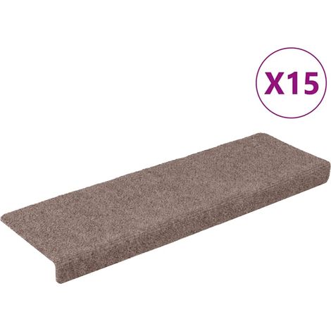 Maison Exclusive - Tapis d'escalier autocollants 15 pièces 65 x 21 x 4 cm marron clair Bord rectangulaire (1/5)