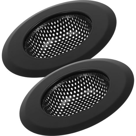 Filtres d'évier en inox 2 pièces 11,5 cm noirs avec panier égouttoir anti-cheveux pour cuisine et salle de bain, crépine à perforations fines pour drainage rapide (1/5)